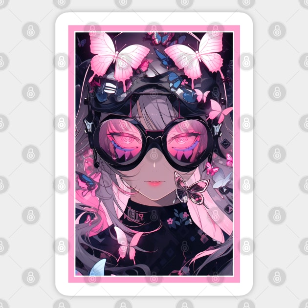 Aesthetic Anime Girl Rosa Pink Black | Quality Aesthetic Anime Design | Premium Chibi Manga Anime Art Sticker by AlNoah